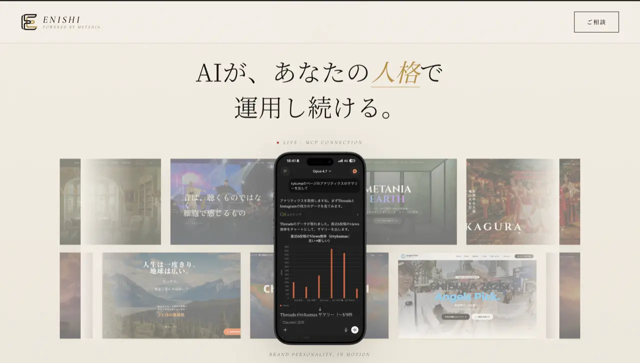 ENISHI &mdash; AIが、あなたの人格で運用し続けるブランドインフラ